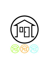 Simple vector house icon. Door, window, roof