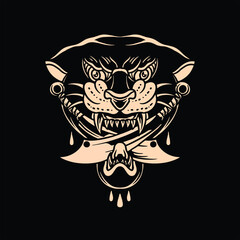 wild panther tattoo vector design