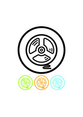 Audio archive record. Retro music magnetic tape reel vector icon