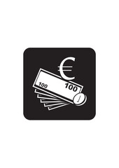 European currency. EU cash money - banknotes and coins. Euro symbol. ATM cash machine or cashpoint sign