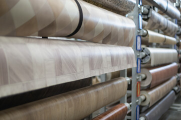 Fototapeta na wymiar Linoleum, flooring and renovation. Large rolls.