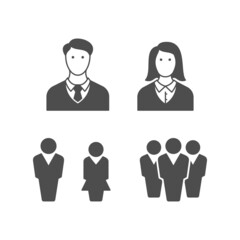 Set glyph icons of business people isolated on white