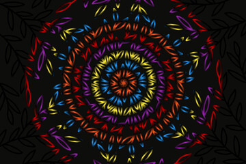 colourful caleidoscope classic gradient flower art pattern of traditional batik ethnic dayak ornament for wallpaper ads background sticker or clothing