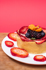 Fruit tartlet, with strawberry, blackberry, blueberry and physalis