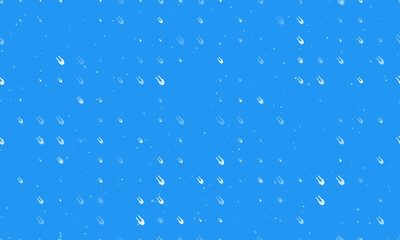 Seamless background pattern of evenly spaced white solo bobsleigh symbols of different sizes and opacity. Vector illustration on blue background with stars
