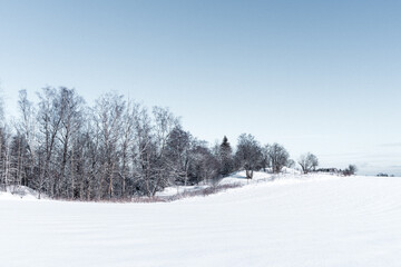 Fototapeta na wymiar cultural landscape of Toten, Norway, in winter