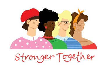 International Women's Day. Women in leadership, woman empowerment, gender equality concepts. Crowd of women of diverse age, races and occupation. Vector banner.