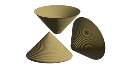 3d rendered illustration of a cone, filter, pot, multiple layered cone