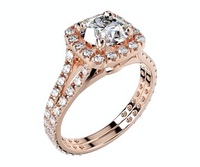 Diamond Engagement Ring, 3D Rendering