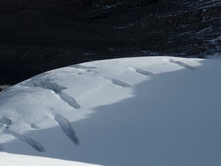 Glacier with crevasse at the summit of Mount Richardson