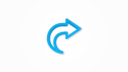 curve right direction arrow realistic icon. 3d vector illustration. Isolated line color pictogram. Transparent shadows