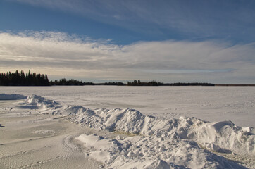 Frozen Astotin Lake on a Cold Winter Day