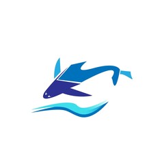 fish in the sea logo design image illustration