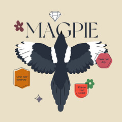 Oriental Magpie Vector Illustration