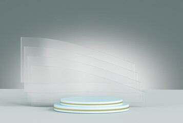 3d rendering and illustration of podium. geometric shape product showcase.