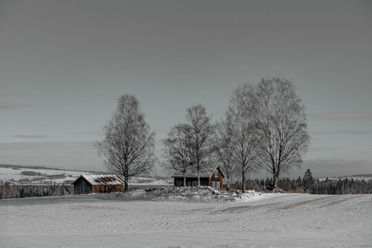 old homestead in rural winterland
