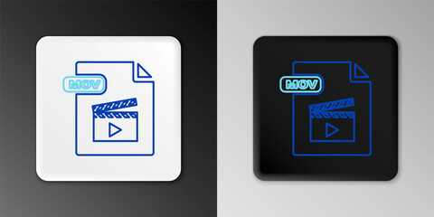 Line MOV file document. Download mov button icon isolated on grey background. MOV file symbol. Audio and video collection. Colorful outline concept. Vector