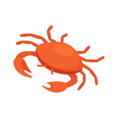 Fish, seafood, crab - Isometric vector illustration in flat design. 