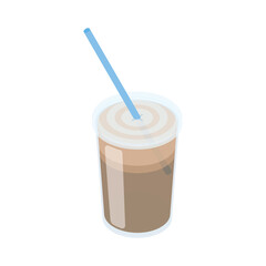 Iced coffee to go - Isometric vector illustration in flat design. 