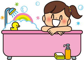お風呂,入浴,風呂,子供,幼稚園,保育園,小学校,小学生,園児,保育所,保育,学校,子供向け,湯,お湯,浴室,リラックス,癒し,女の子