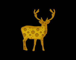 Reindeer Deer Antler Cheese Icon Logo Symbol illustration