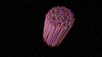 Abstraction. Red blood cells, platelets, erythrocytes in a blood vessel. Scientific medicine. 3D...