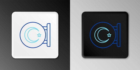 Line Star and crescent - symbol of Islam icon isolated on grey background. Religion symbol. Colorful outline concept. Vector