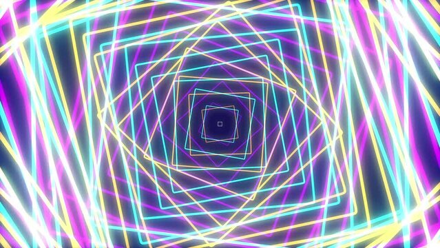Seamless Loops of Psychedelic Zig Zag Square Tunnel VJ Animation