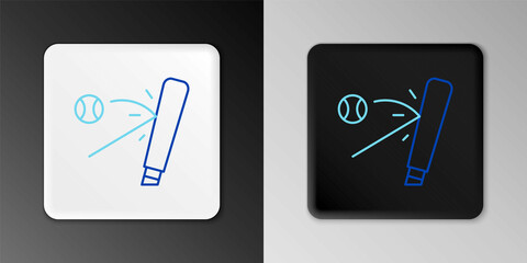 Line Baseball bat with ball icon isolated on grey background. Colorful outline concept. Vector