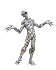 alien grey warrior is with arms wide open