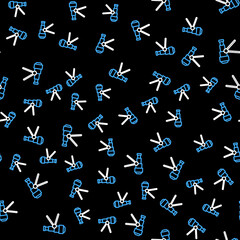 Line Telescope icon isolated seamless pattern on black background. Scientific tool. Education and astronomy element, spyglass and study stars. Vector