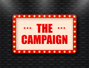 The campaign sign on wall background. American red icon on blue background. Vector illustration design