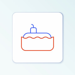 Line Submarine icon isolated on white background. Military ship. Colorful outline concept. Vector