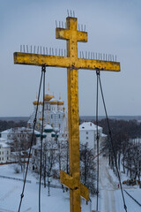 cross, sky, religion, winter, christ, snow, blue, yaroslavl, 