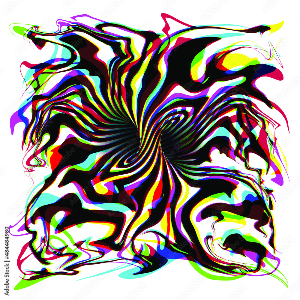 Canvas Prints abstract exploded torus inside view in crazy psychedelic and twisting stripes. vector colorful illus