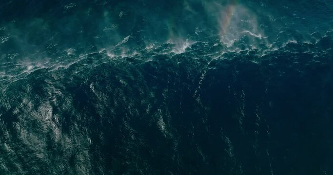 Giant ocean wave crashing 