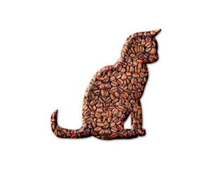 Cat Kitten Pet Coffee Beans Icon Logo Symbol illustration