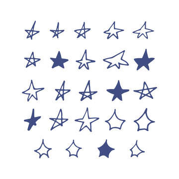 stars doodle set hand drawn. vector, scandinavian. icon, sticker, decor, design.