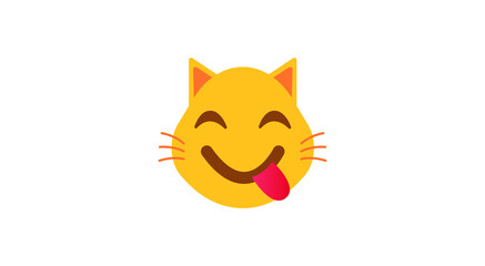 Happy vector emoticon cat. greening face cat emoji.