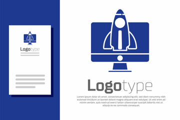 Blue Business startup project concept icon isolated on white background. Symbol of new business, entrepreneurship, innovation and technology. Logo design template element. Vector