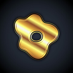Gold Scrambled eggs icon isolated on black background. Home cooked food, fried egg, healthy breakfast, omelet icon. Vector