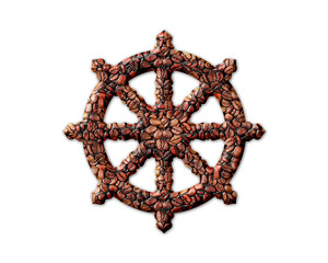 Dharmachakra, Dharma Wheel Coffee Beans Icon Logo Symbol illustration