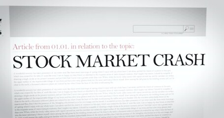 Stock Market Crash headlines in the international press. Internet, TV, newspapers report on worldwide wall street inflation