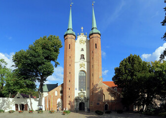 Gdansk Poland Gothic Cathedral in Oliva - obrazy, fototapety, plakaty
