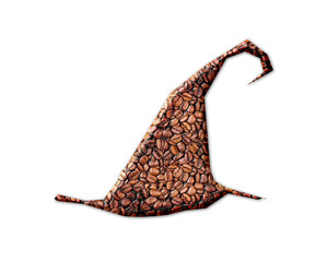 Witch Halloween Hat Coffee Beans Icon Logo Symbol illustration