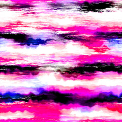 Streaked broken stripe summer tie dye batik beach wear pattern. Seamless blotched stain space dyed shibori effect. Washed out painterly trendy fashion print background. 