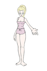 Woman in pijama draw