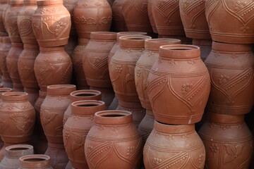 Fototapeta na wymiar clay pots in the garden