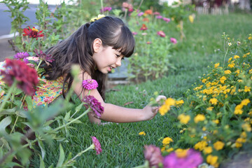 girl in a field of flowers