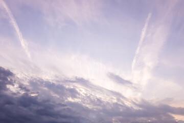 abstract background of dramatic cloudy sunset sky blue hour